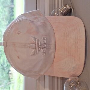 Adidas Pink & White Tie Dye Cotton Baseball Cap Hat Adjustable Back Strap